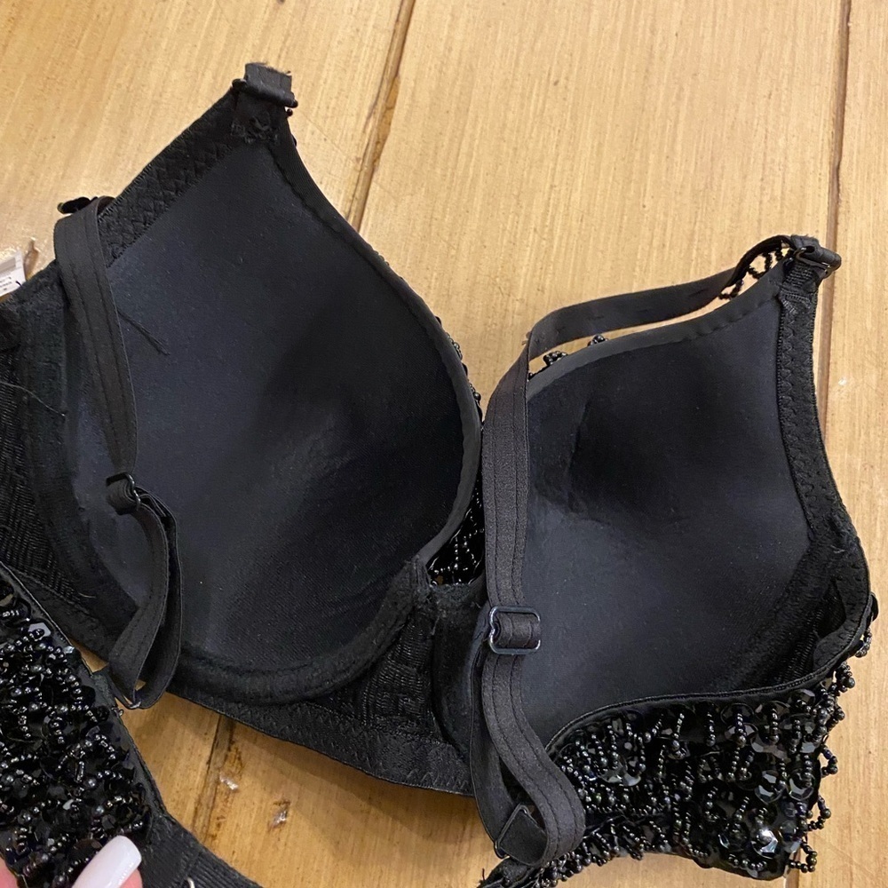 Women’s Black Sexy Bra Sequin Beaded New 30B-C size medium - Picture 11 of 14